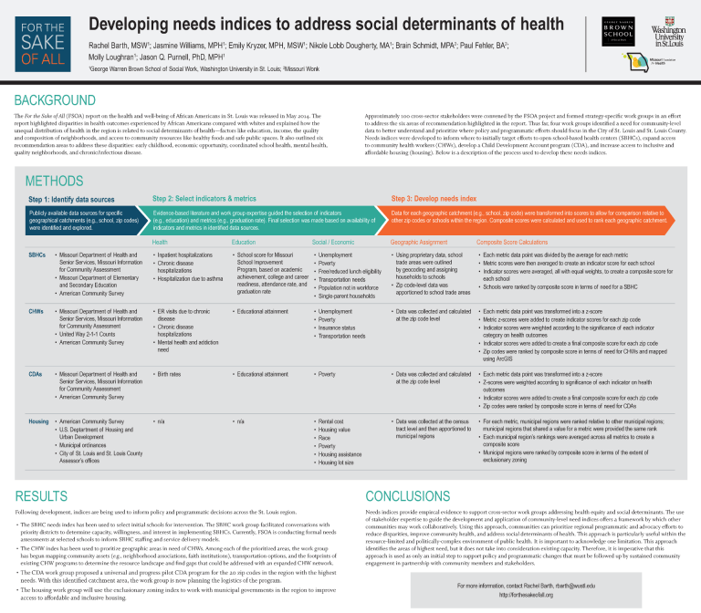 Developing Need Indices to Address Social Determinants of Health
